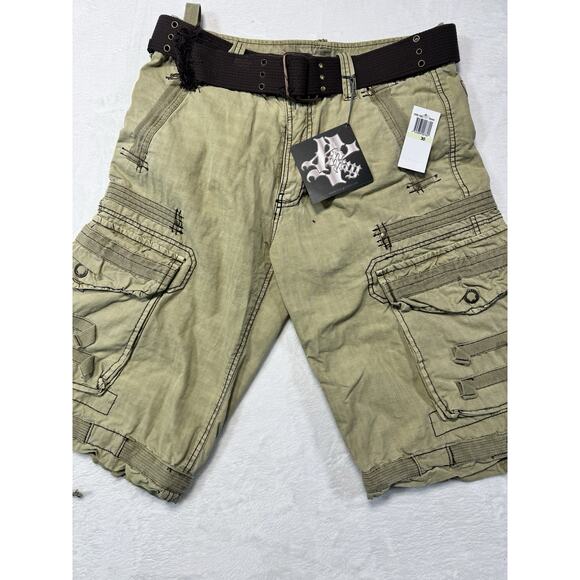 XRAY JEANS Company Flat Front Cargo Shorts 30 Belted Tan Mens NWT - Picture 1 of 6